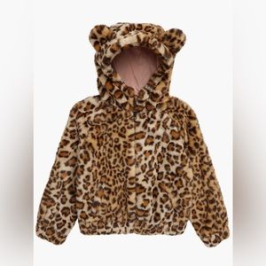 Tucker and Tate faux fur leopard bomber jacket - girls size 8, never been worn